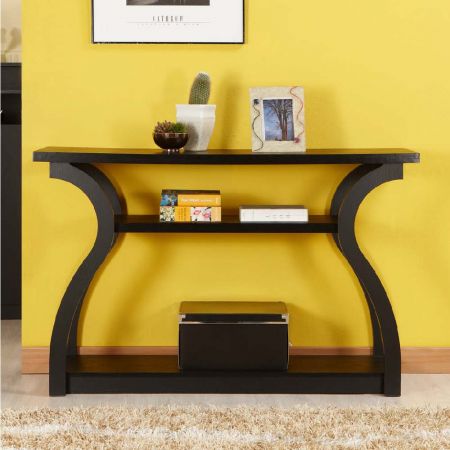 Long Side Flat Three-Layer Storage Curved Console Table